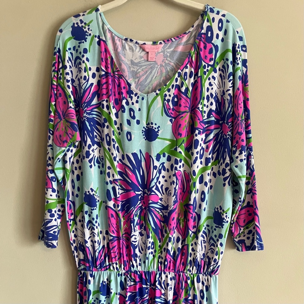 Lilly Pulitzer Cara Dress Dolman In the Garden Resort White Floral Multi S - Picture 3 of 12